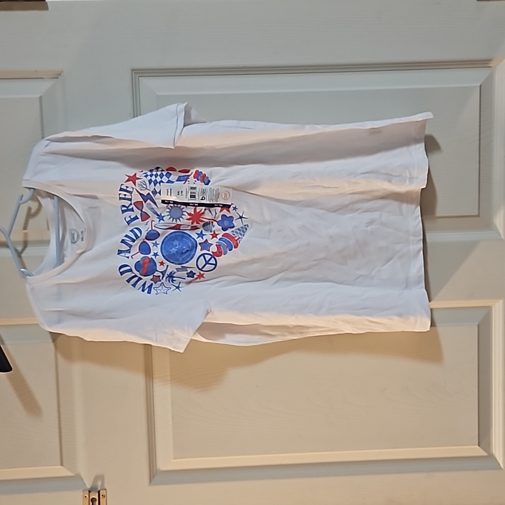 WONDER NATION GIRLS WILD AND FREE GRAPHIC TEE: WHITE:NEW WITH TAGS:SIZE XXL (18)